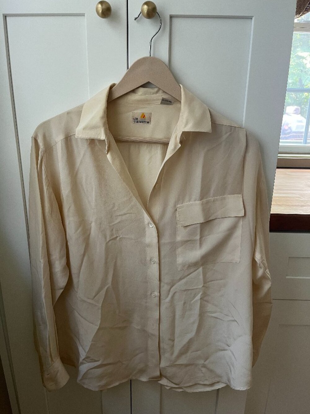 Vintage Liz Claiborne Silk Button-Up Blouse – Cream – Size 10